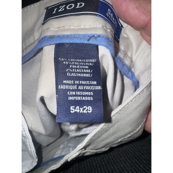 IZOD Men’s Khaki Chino Pants 54W x 29L Big & Tall Stretch New With Tags - Picture 4 of 4